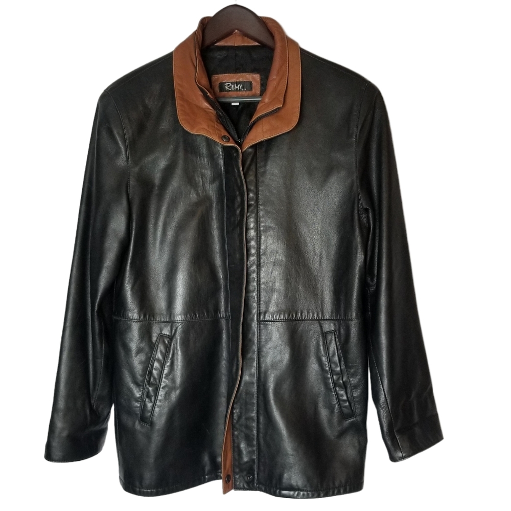 Remy Men's Remy Double Tan Collar Light Leather Sz XS